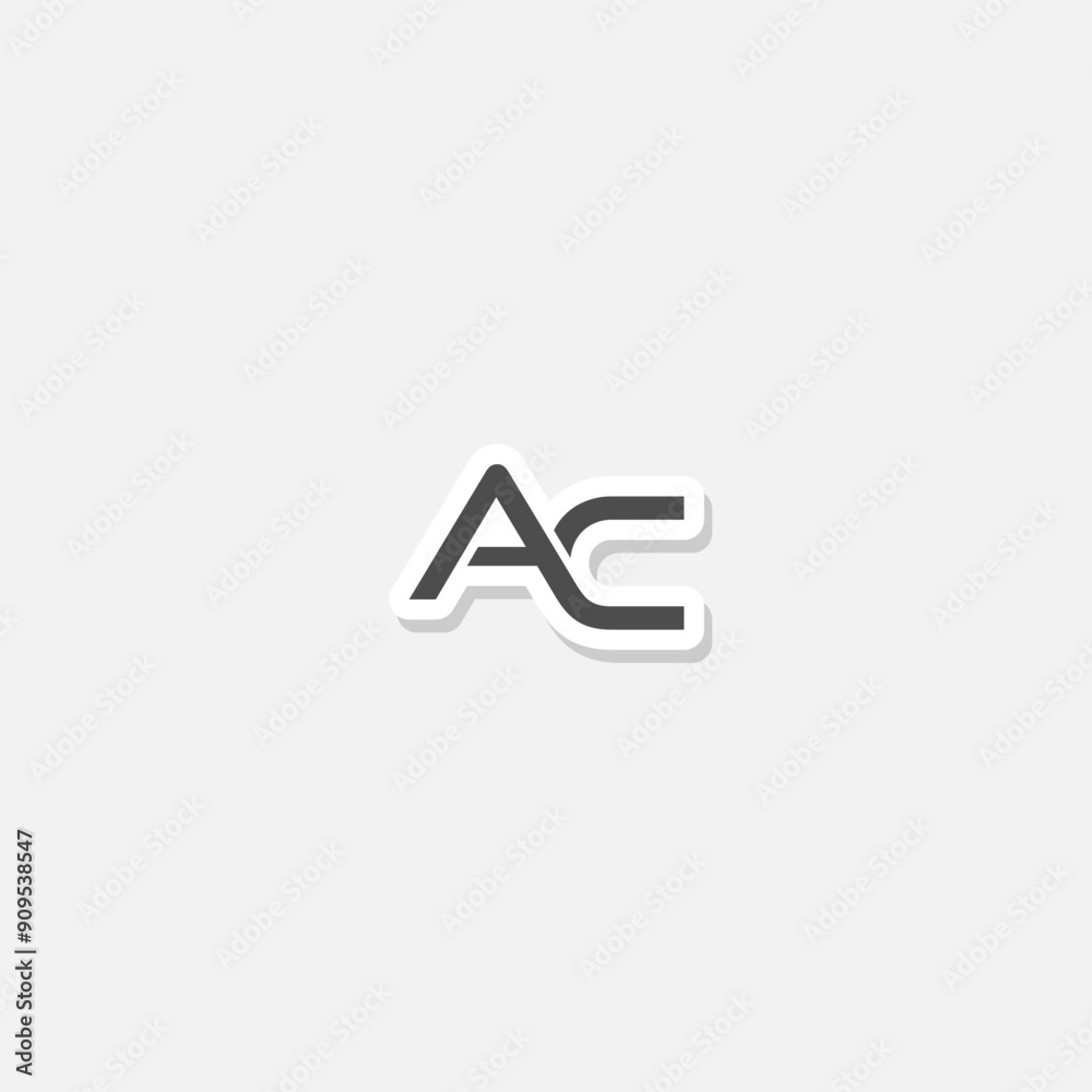 AC Letters Logo Design sticker isolated on gray background AC Letters Logo Design sticker isolated on gray background