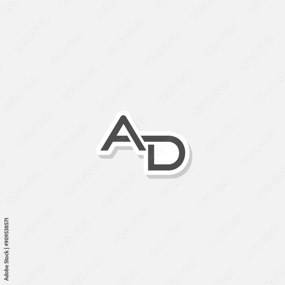 Letter logo AD sticker isolated on gray background Letter logo AD sticker isolated on gray background