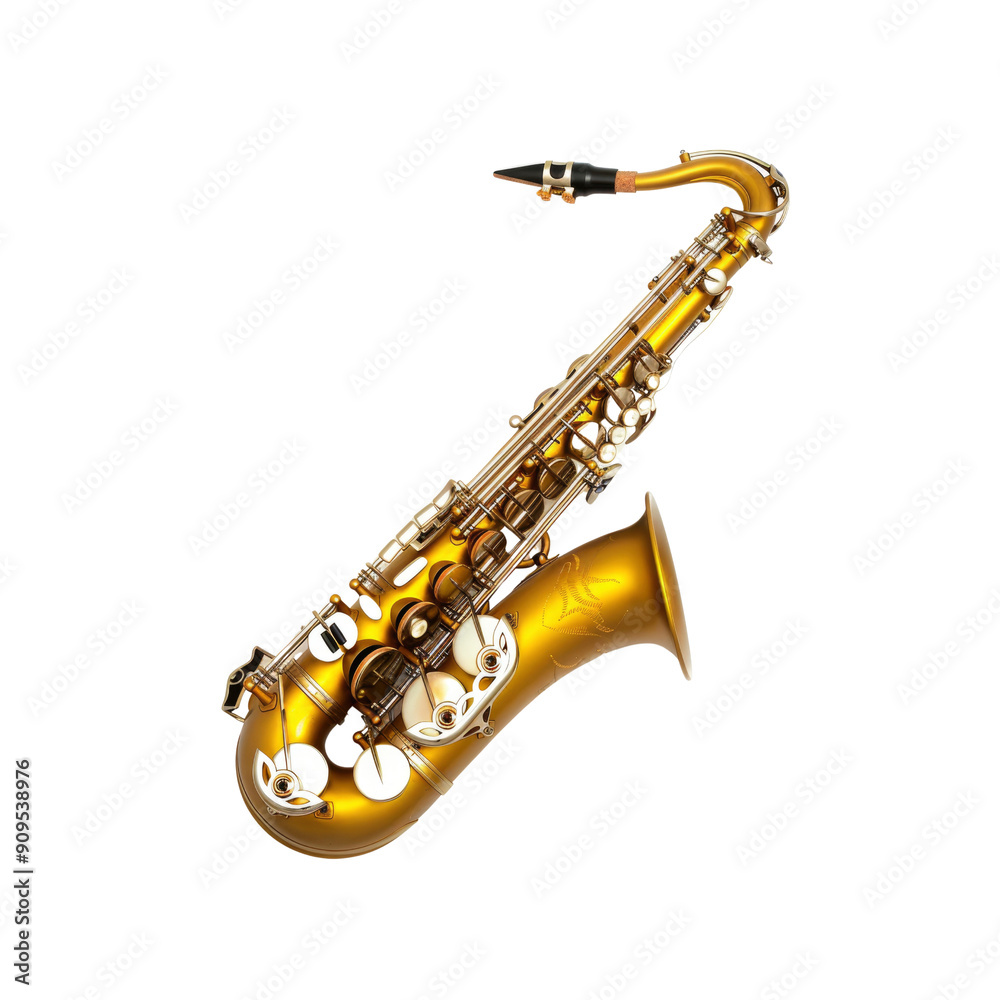 Fototapeta premium An Alto Saxophone Side View On A White Background