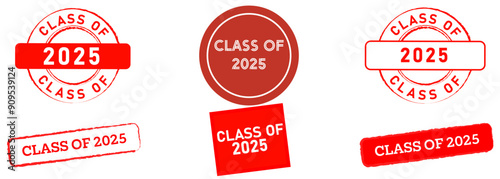 class of 2025 stamp collection red color grade school university college academy