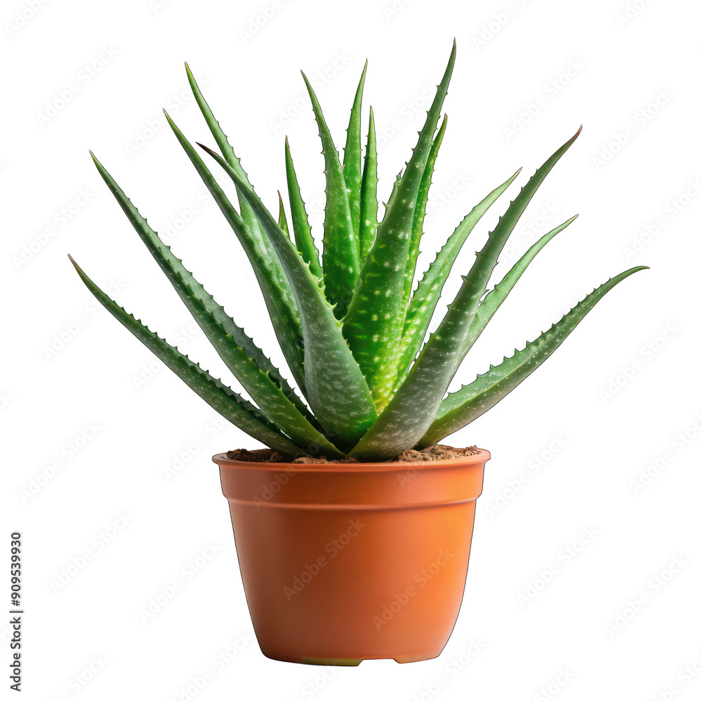 Aloe vera on pot isolated on transparent background Aloe vera on pot isolated on transparent background