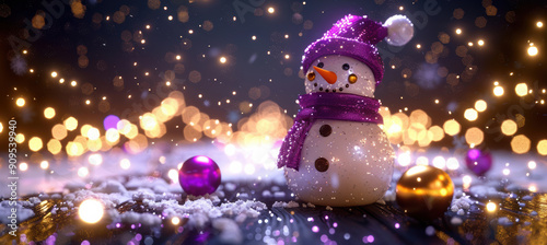 Winter Scene with Cute Snowman