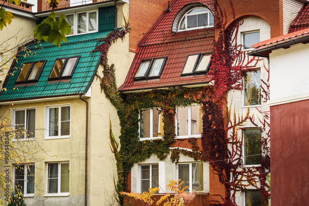 Architecture of historical part of resort town Zelenogradsk. Kaliningrad region. Russia
