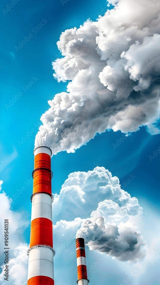 Smoke Stacks Against a Blue Sky. Smoke Stacks Against a Blue Sky.