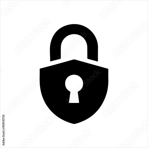 Victorian padlock silhouette on white background. Victorian padlock icon sign vector illustration design.