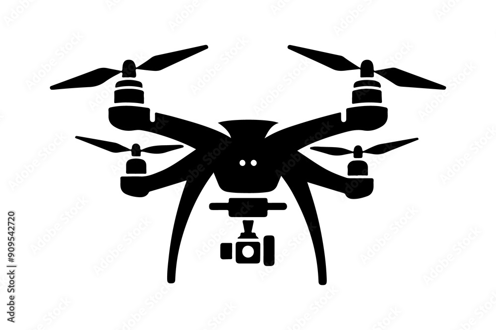 drone silhouette vector illustration - Generative AI drone silhouette vector illustration - Generative AI