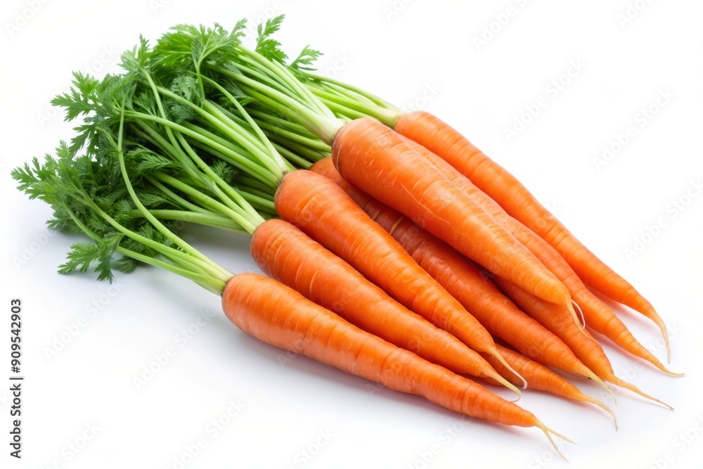 Fresh Carrots with Green Tops Isolated on White Background. Fresh Carrots with Green Tops Isolated on White Background.