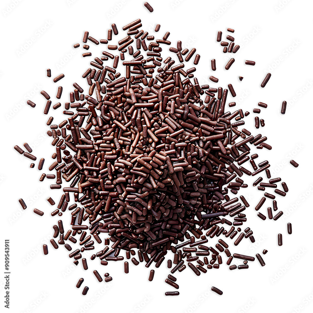 Chocolate sprinkles pile, granules scattered on a transparent background Chocolate sprinkles pile, granules scattered on a transparent background
