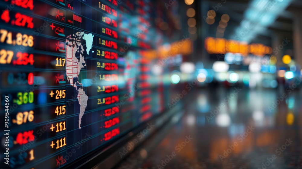 Global Stock Market Overview Displayed at a Financial Institution With Busy Traders Global Stock Market Overview Displayed at a Financial Institution With Busy Traders