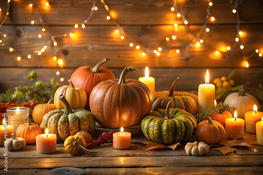 Illustration of pumpkin composition and decoration. 3D Illustration of pumpkin composition and decoration. 3D
