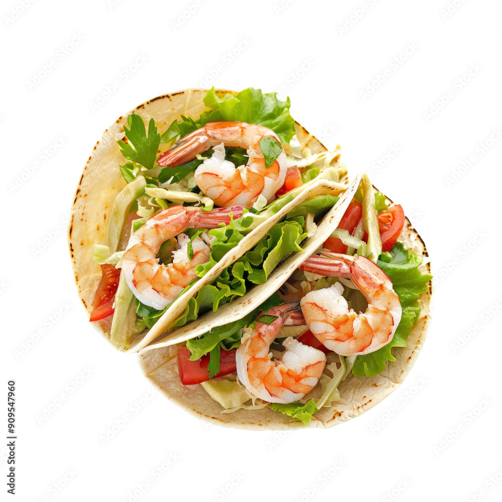 Tacos With Shrimp Isolated On A White Background Tacos With Shrimp Isolated On A White Background
