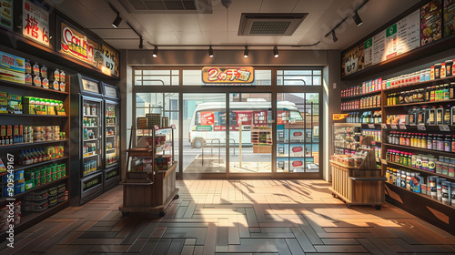 Brightly Lit Convenience Store Aisles Displaying Variety of Products Near Busy Street