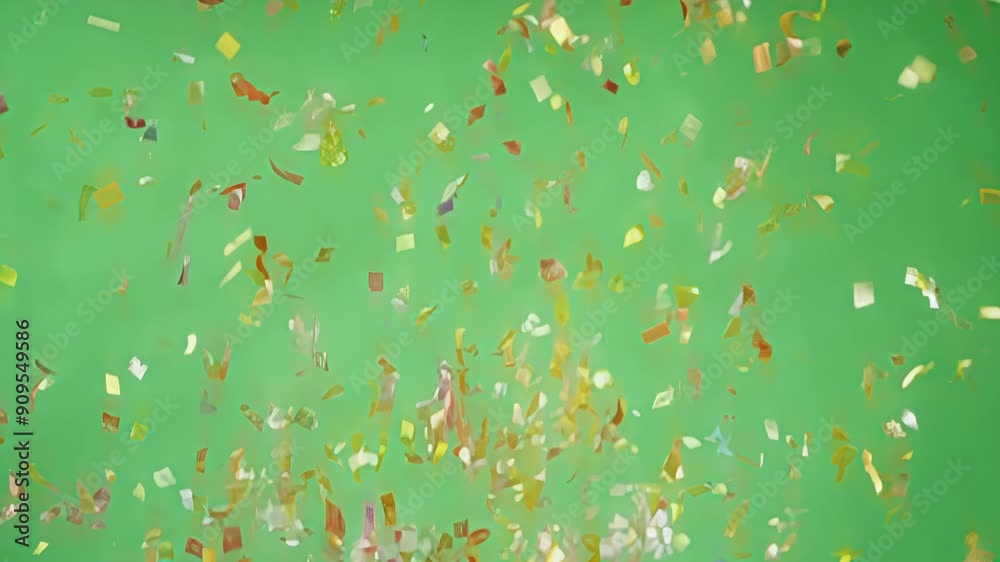 Vibrant confetti bombs bursting into a shimmering display of celebration. Green screen chromakey Vibrant confetti bombs bursting into a shimmering display of celebration. Green screen chromakey