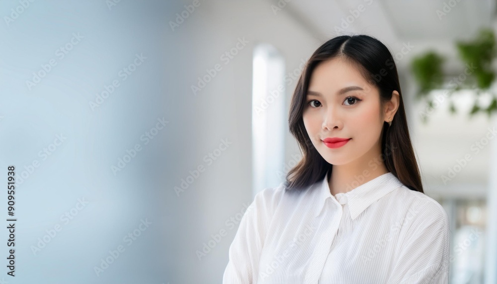A beautiful Asian girl smiling happily, radiating joy and positivity. The image captures her genuine and cheerful expression, making it ideal for content related to happiness, positive emotions A beautiful Asian girl smiling happily, radiating joy and positivity. The image captures her genuine and cheerful expression, making it ideal for content related to happiness, positive emotions