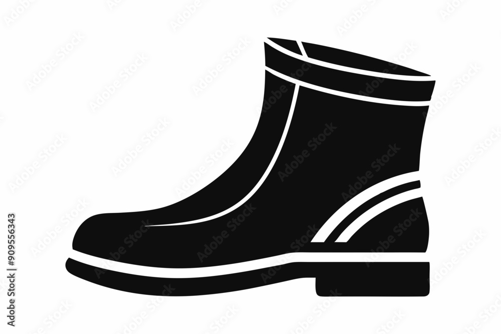 Fisherman boot vector silhouette, Rubber Boots icon vector Fisherman boot vector silhouette, Rubber Boots icon vector