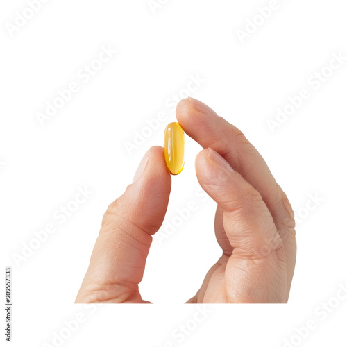 A Woman'S Fingers Showing One Capsule Of Omega-3