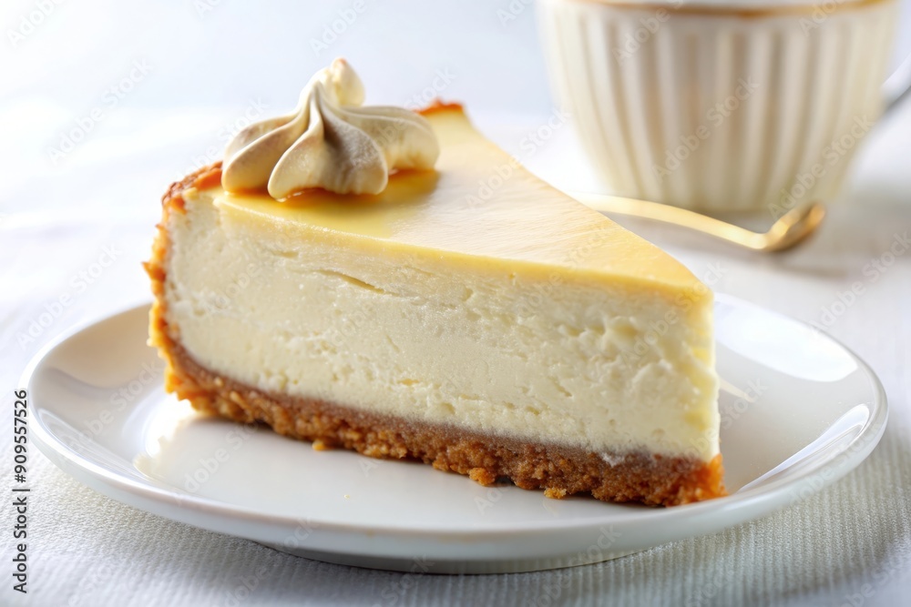 Delicious Slice of Cheesecake with Whipped Cream Topping. Delicious Slice of Cheesecake with Whipped Cream Topping.