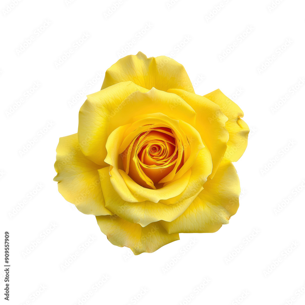 A Yellow Rose Flower Top View, Isolated On White A Yellow Rose Flower Top View, Isolated On White