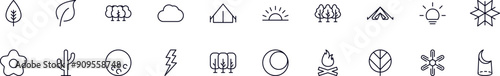 Nature line icons pack. Simple outline sign and editable stroke for web sites, articles, books, apps