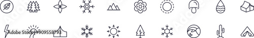 Eco and nature outline icons bundle. Editable stroke. Simple linear illustration for web sites, newspapers, articles book