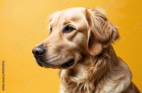 Wallpaper Mural Happy golden retriever isolated on a yellow background Torontodigital.ca
