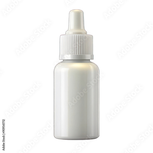 Blank white plastic dropper bottle isolated on transparent background