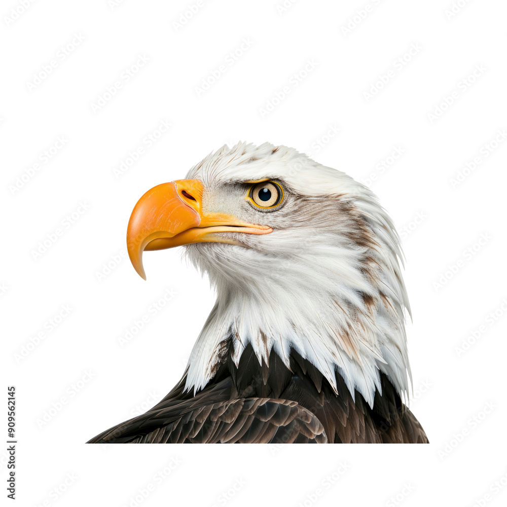 Obraz premium A Large Bald Eagle Isolated On A White Background