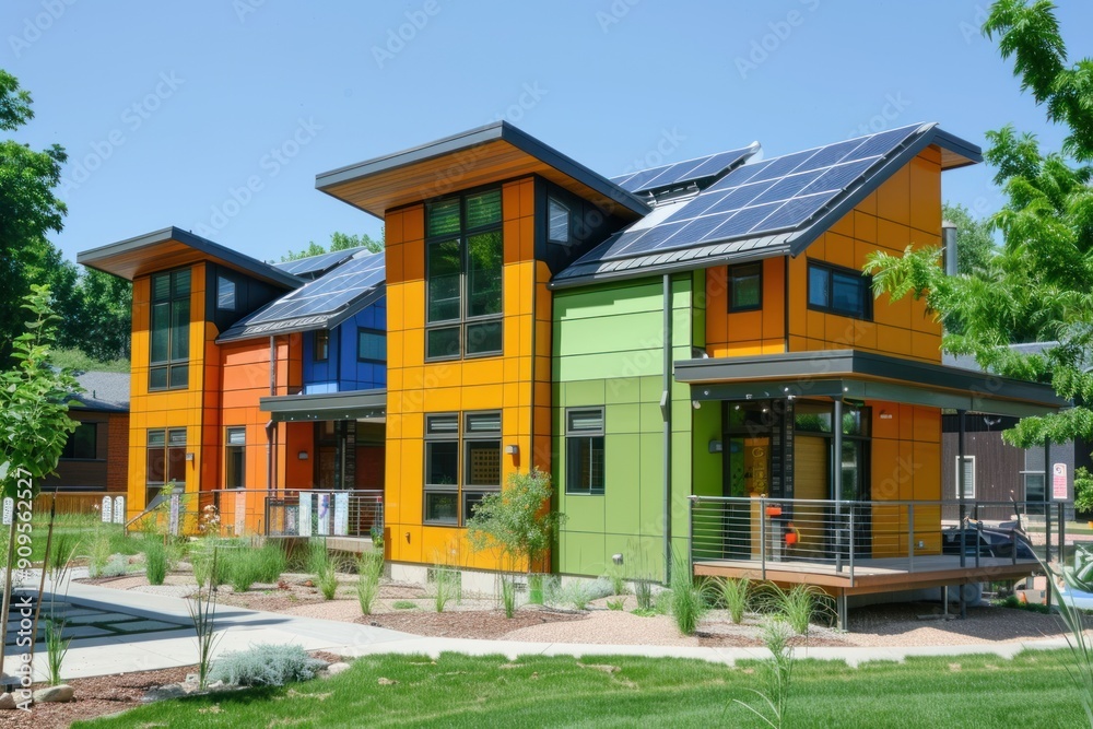 Eco-friendly, energy-efficient building designed to minimize environmental impact and promote healthier living. Eco-friendly, energy-efficient building designed to minimize environmental impact and promote healthier living.
