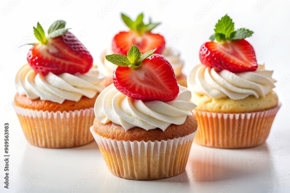 Delicious Strawberry Cupcakes with Whipped Cream. Delicious Strawberry Cupcakes with Whipped Cream.