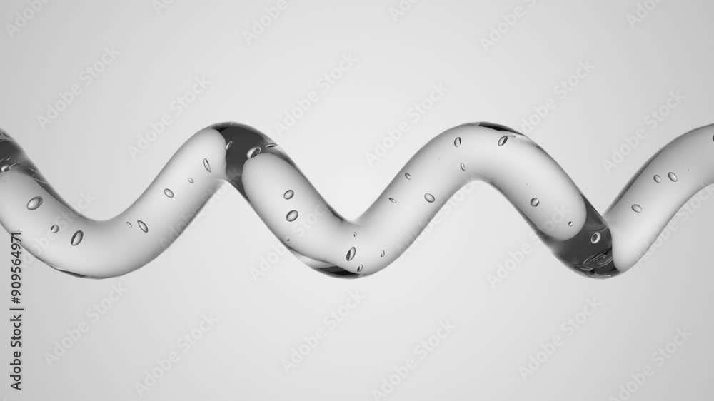 3D Motion Graphic of Air Bubbles in Transparent Spiral Conduit for Beauty and Science Content