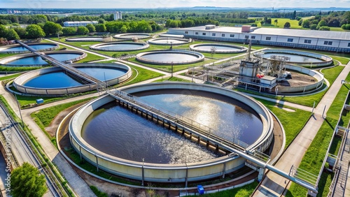Obraz na płótnie A sewage treatment plant in operation , wastewater, purification, facility, treatment, cleaning, filtration w salonie