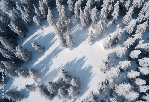 Sweden snowcapped trees Aerial top Norrbotten view winter Landscape Arctic Above Nature Snow Travel Forest White Ice Sunrise Beautiful Natural Day Drone Season Sunshine Sca photo