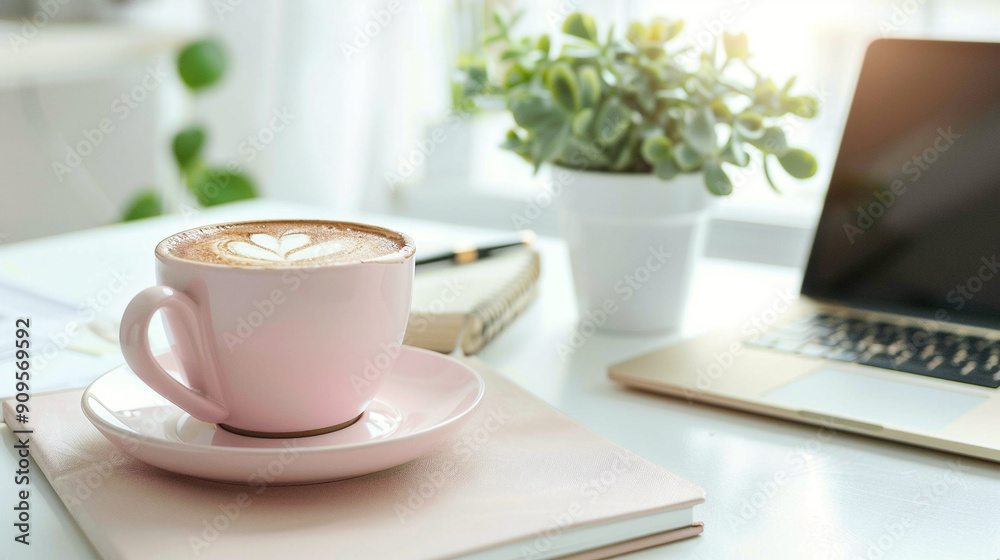 cup of coffee and laptop cup of coffee and laptop