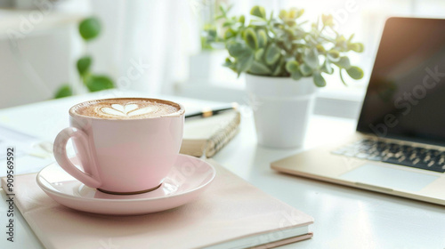 Wallpaper Mural cup of coffee and laptop Torontodigital.ca