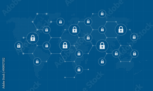 business internet cyber security and business data protection concept. flat illustration abstract network connection background banner design
