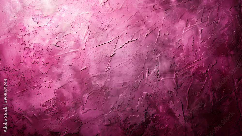 Fototapeta premium A close-up shot of a textured pink wall with a subtle gradient from light to dark. The surface has a rough, uneven texture, adding depth and dimension.