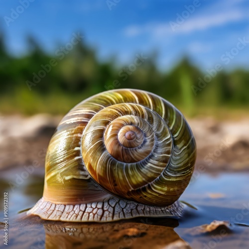 olive snail shell an elongated olive shaped shell with a glossy photo