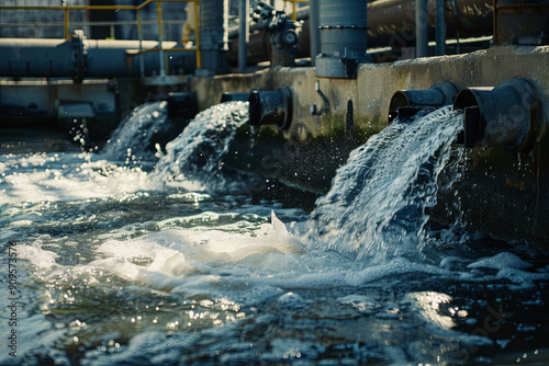 Industrial plant treating wastewater before release