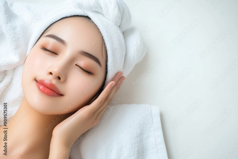 Beauty Asian women spa skin healthy on 100% isolate white background. Beauty Asian women spa skin healthy on 100% isolate white background.