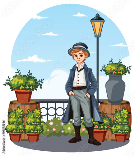 Victorian Boy in Garden