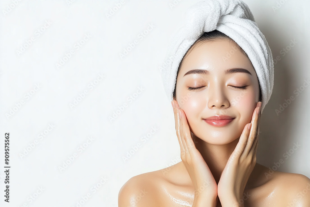 Beauty Asian women spa skin healthy on 100% isolate white background. Beauty Asian women spa skin healthy on 100% isolate white background.
