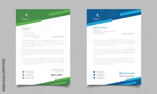 Green And Blue Modern Business Letterhead Simple Clean Template Design