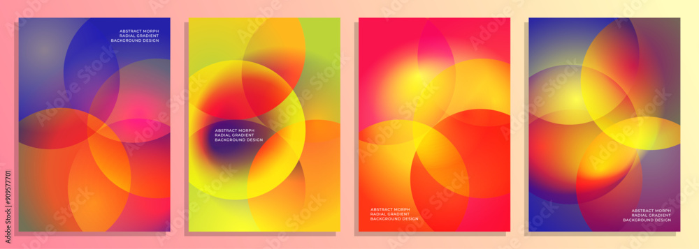 Fotografie vibrant radial gradient bubble morph cover poster background design set