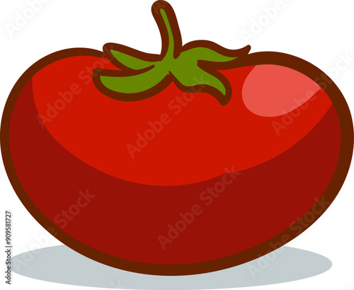 Red tomato. Vector realistic illustration. Isolated on a white background. Healthy organic food. Fresh organic and healthy vegetables. 