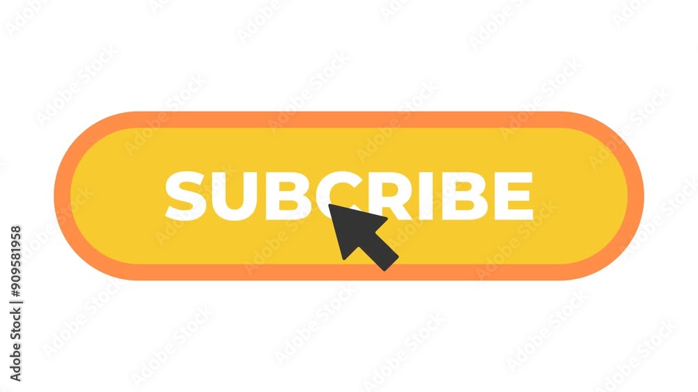 subscribe button pressed with arrow cursor, 4k alpha channel animation subscribe button pressed with arrow cursor, 4k alpha channel animation