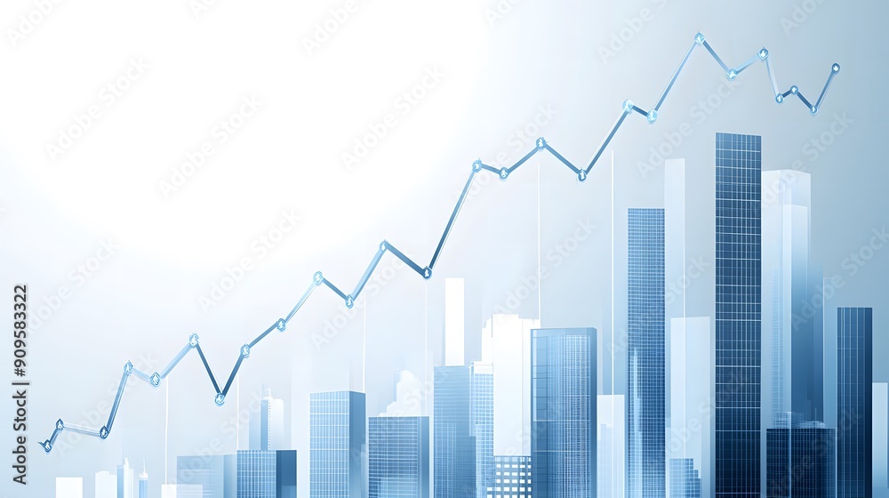 Business Financial Graph Growth and Building City Blue Background Vector Presentation Design on White Business Financial Graph Growth and Building City Blue Background Vector Presentation Design on White