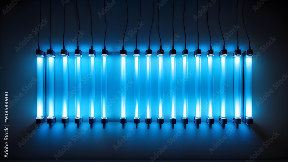 Blue neon tube lamp set. Glowing led light line beam collection. Bright luminous fluorescent bar stick lines. Shining cold color strip element pack to divide, separate, decorate. illustration
Blue neon tube lamp set. Glowing led light line beam collection. Bright luminous fluorescent bar stick lines. Shining cold color strip element pack to divide, separate, decorate. illustration