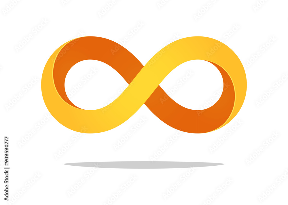Golden infinity symbol vector isolated on white background.