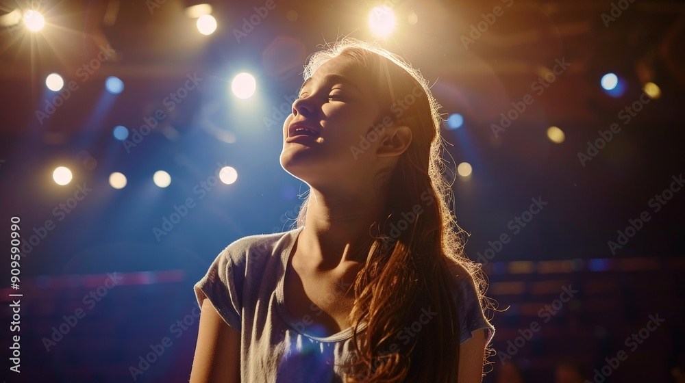 Striking 4K UHD Shot of a Teenage Girl Performing with Passion Striking 4K UHD Shot of a Teenage Girl Performing with Passion