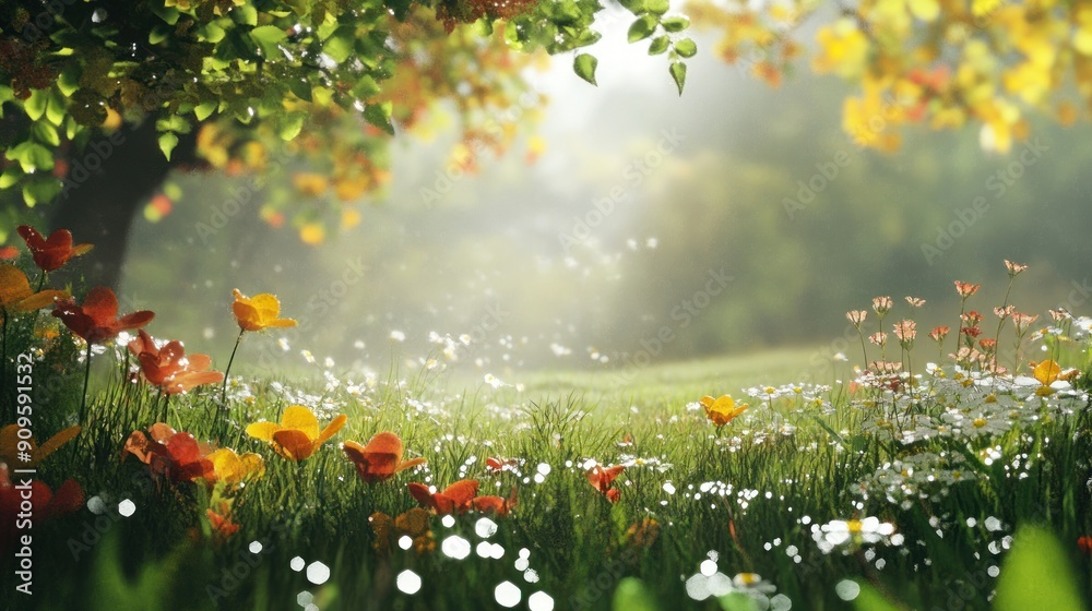 Summer Meadow with Sun-Drenched Flowers Summer Meadow with Sun-Drenched Flowers